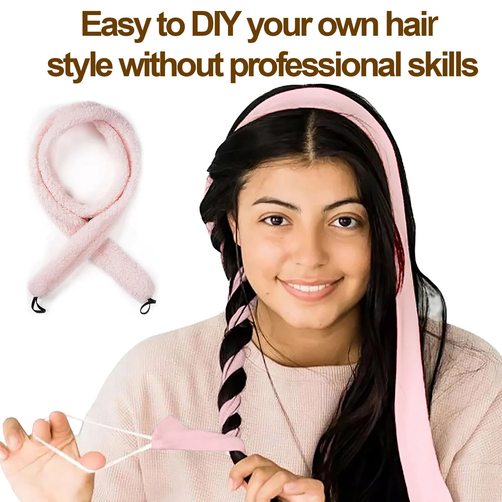 Heatless curler wrapped in hair overnight